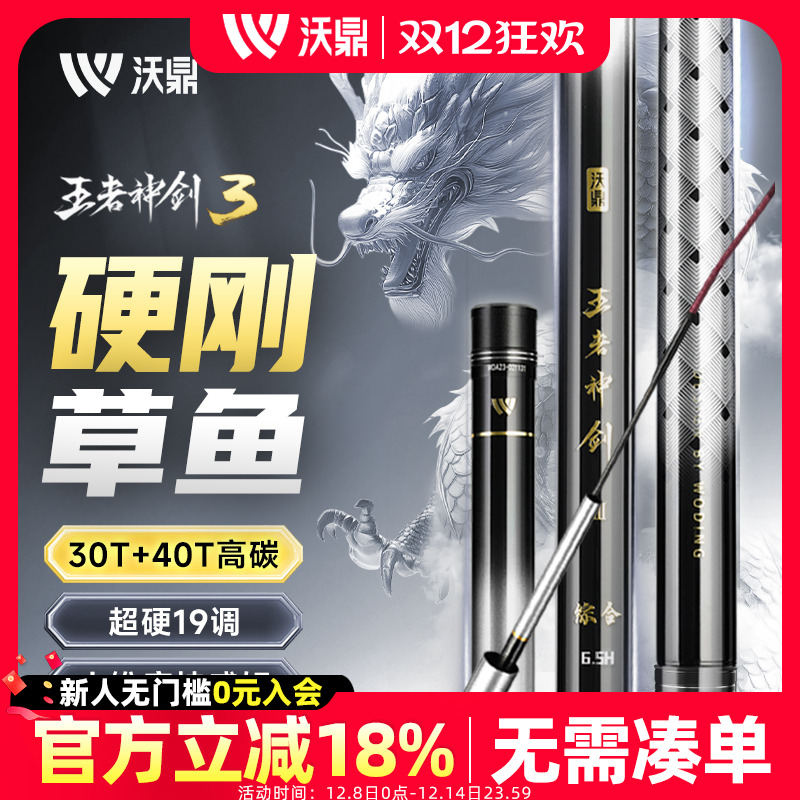 沃鼎草鱼竿王者神剑三代轻量大物