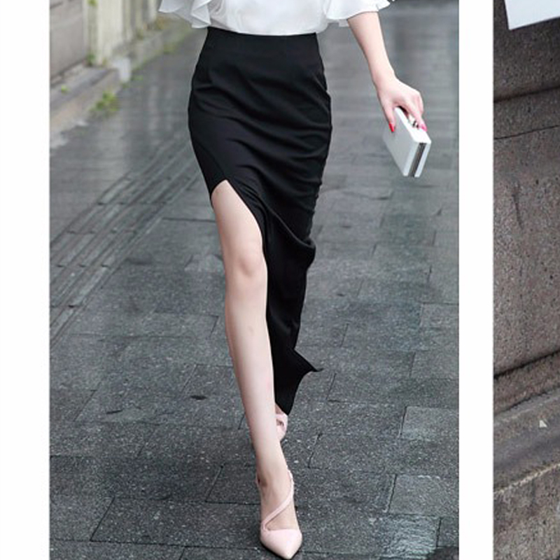 早秋拖地及踝百搭风职业装一步裙