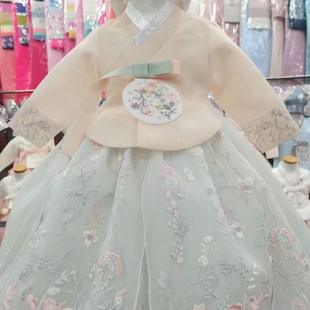 凤尾原创设计女童汉服套装朝鲜服延吉服饰汉服韩服粉蓝新款爆款