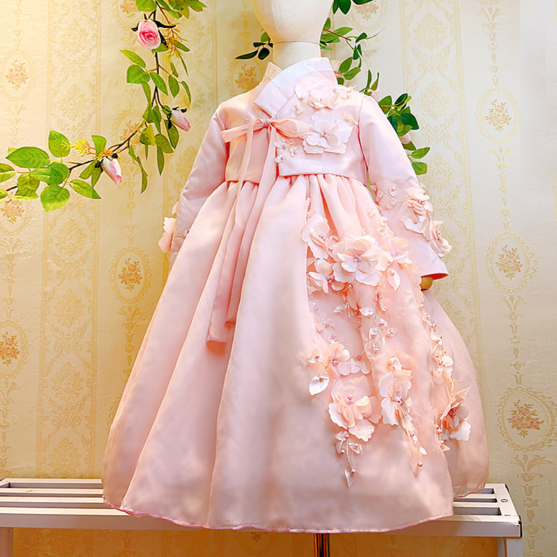 韩服新款女童生日汉服马面礼服裙女孩蓬蓬连衣裙朝鲜服延吉服饰