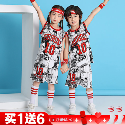 鹿仕尼儿童表演篮球服套装
