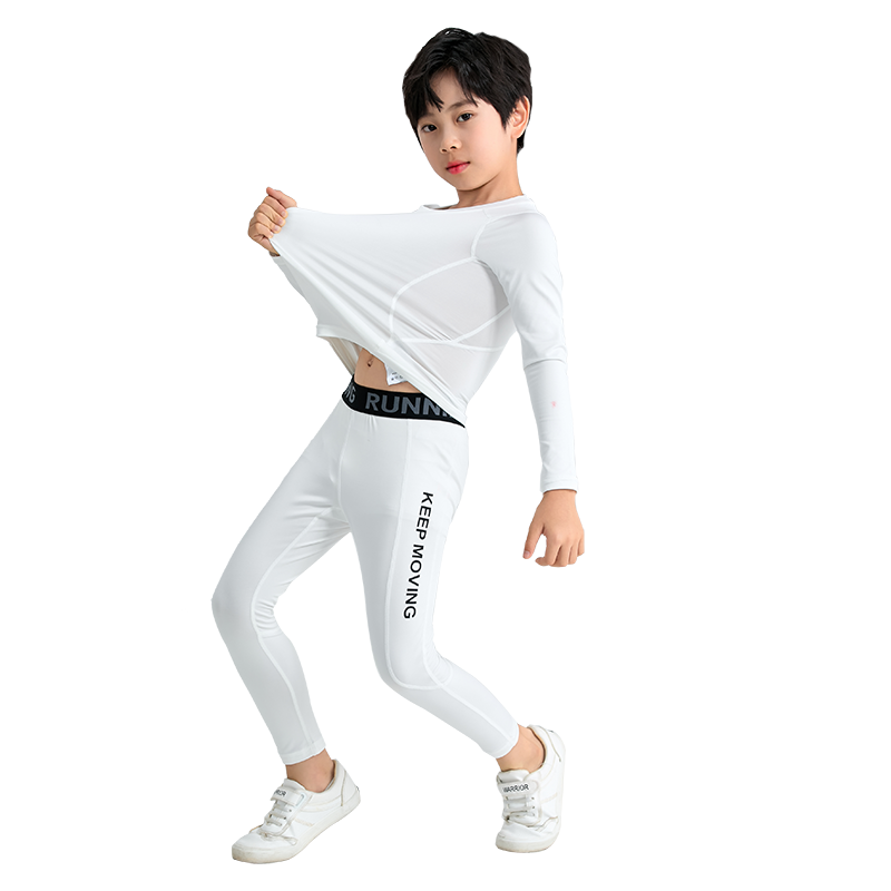 兒童緊身衣訓(xùn)練男童加絨跑步健身服籃球足球服運(yùn)動(dòng)套裝打底速干衣