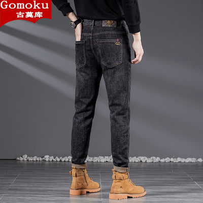 gomoku夏季薄款2025高弹力修身牛仔裤男士显瘦小脚韩版高端长裤子