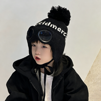 2025新款儿童帽子男童冬季加绒保暖针织毛线帽中大童男孩护耳帽潮