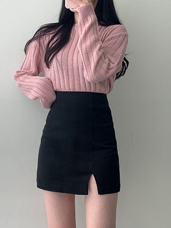 黑色包裙女包臀裙半身裙春夏显瘦高腰开叉一步裙短裙a字新款裹裙
