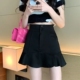 大码 荷叶边鱼尾裙百搭显瘦半身裙女胖mm高腰遮跨伞裙a字短裙 新款