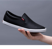 平底不系带小白鞋 经典 新款 懒人驾车鞋 纯色皮面轻便休闲鞋 2025秋季