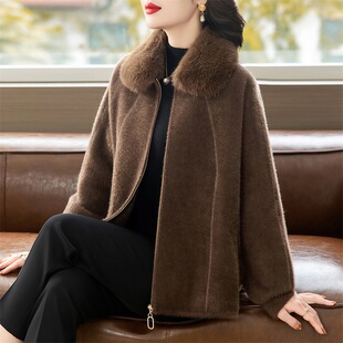 妈妈冬装水貂绒外套2025新款中老年女装洋气加厚保暖皮草大衣外套
