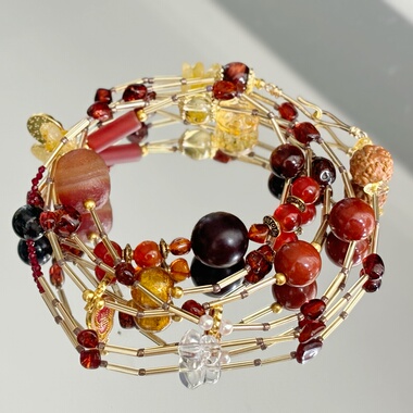 原创设计手工串珠复古多宝毛衣链新中式毛衣链