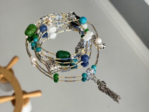 原创设计天然石项链女小众高级感多宝毛衣链独仅一条