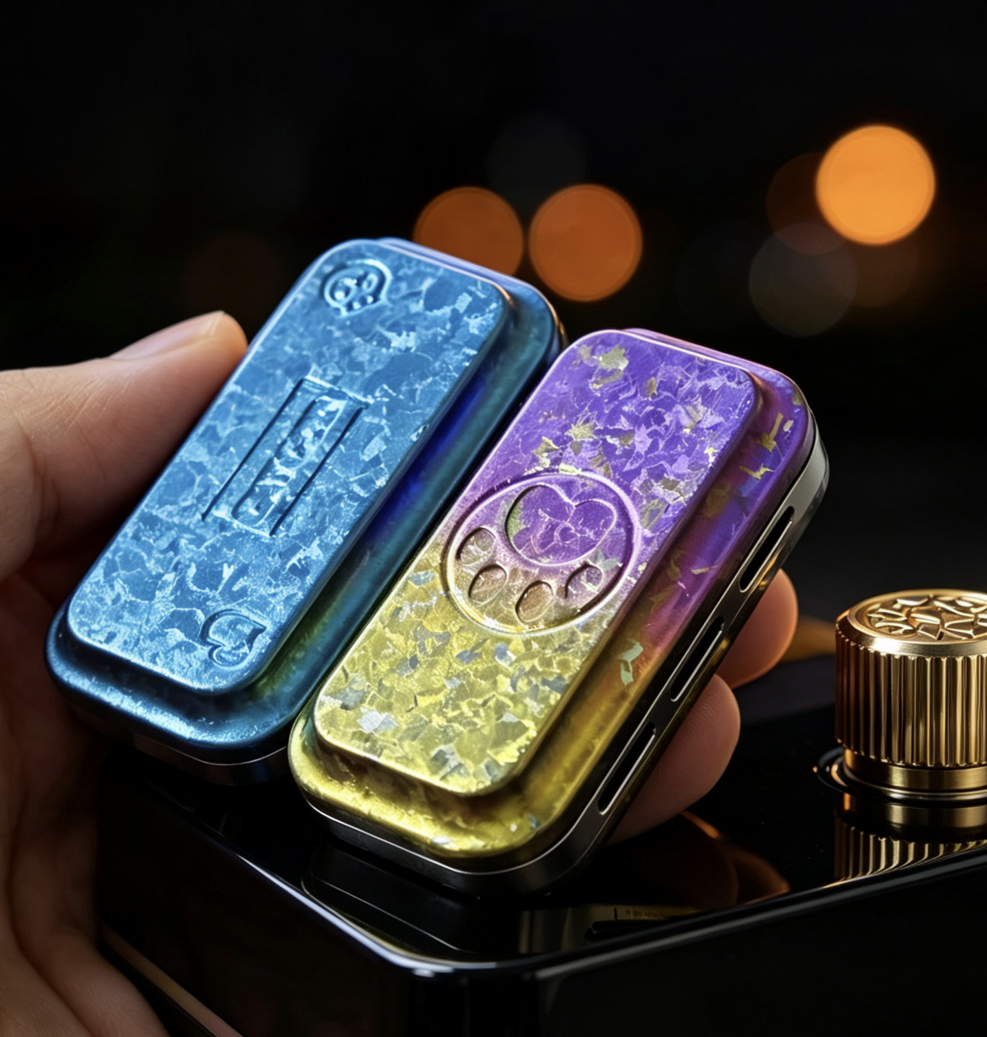 猫神正品音叉edc三层磁力段落推牌冰晶钛合金减压神器解压玩具