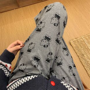 加厚德绒胖mm仙女宅宅裤女秋冬季宽松懒人睡裤长裤子松紧腰休闲裤