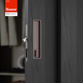 美式 法兰咖色口袋移门推拉门锁暗藏平移门锁嵌入式 卧室门把手白色