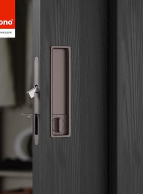 美式法兰咖色口袋移门推拉门锁暗藏平移门锁嵌入式卧室门把手白色