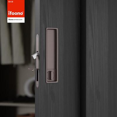 美式法兰咖色口袋移门推拉门锁暗藏平移门锁嵌入式卧室门把手白色