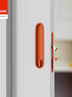 口袋门香槟金移门锁推拉门锁带侧装拉手厨房卧室隐形门钩锁桔红色