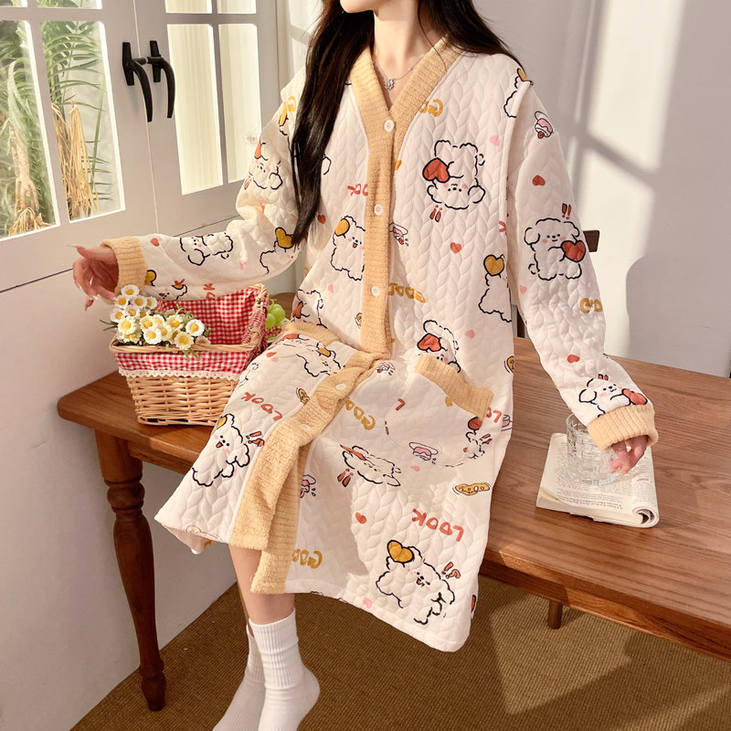 空气棉待产裙带胸垫春秋冬进产房生产孕妇纯棉月子服产后哺乳睡裙