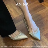 2025年新款 两穿女水钻尖头名媛风细跟单鞋 绝美香槟色高跟鞋 女婚鞋