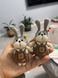 蜜桃兔手工设德兰羊毛线钩织玩偶成品钥匙扣挂件摆件