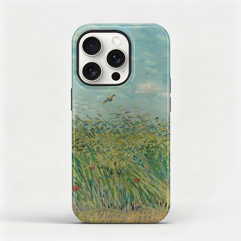 梵高麦田云雀适用iphone16plus手机壳苹果17pro艺术软壳15promax油画保护套14全包防摔13磁吸磨砂壳12高级感
