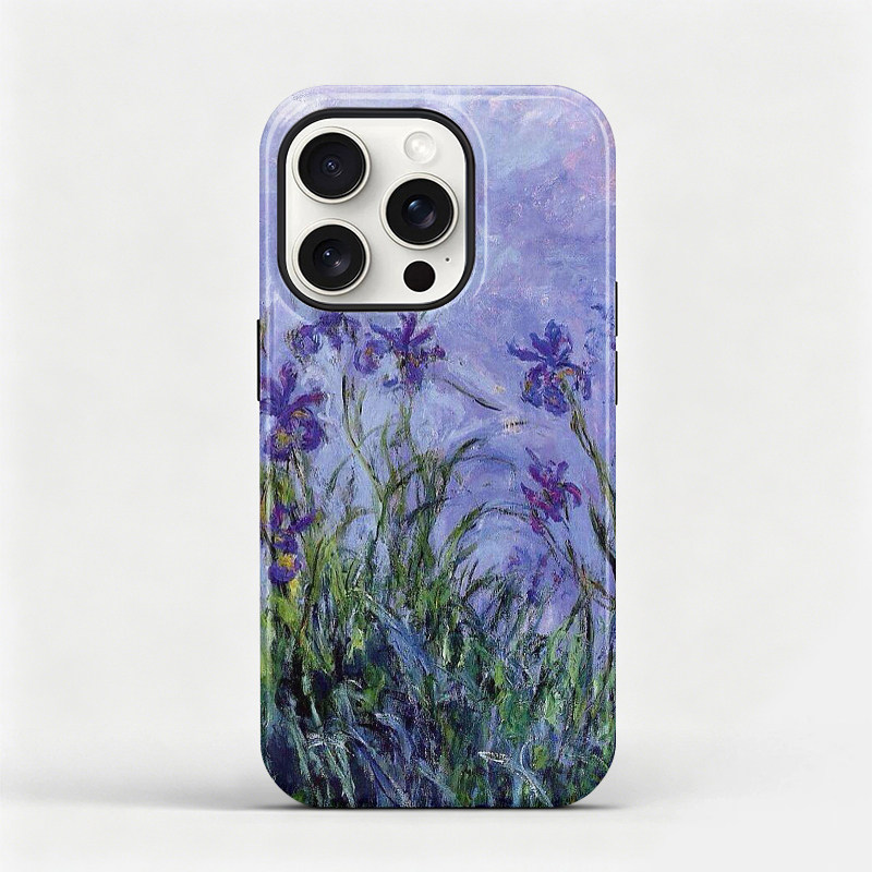 莫奈鸢尾花适用苹果15promax手机壳iphone17全包软壳油画16plus保护套防摔14艺术高级感壳13简约少女12磁吸套