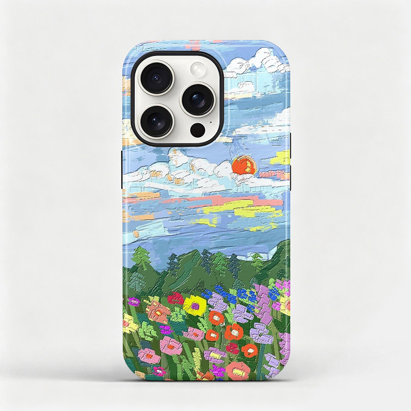 夏日小花适用苹果17promax手机壳iphone16plus磨砂软壳油画15保护套纹理14plus全包防摔壳13高级感12手绘磁吸