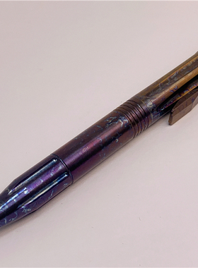 12.8cmTC4钛合金炫彩渐变色战术笔枪栓中性笔G2进口水性替芯