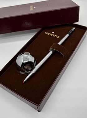 氧化痕迹80年代美国SHEAFFER犀飞利镀铬16cm台笔套装可用G2笔芯