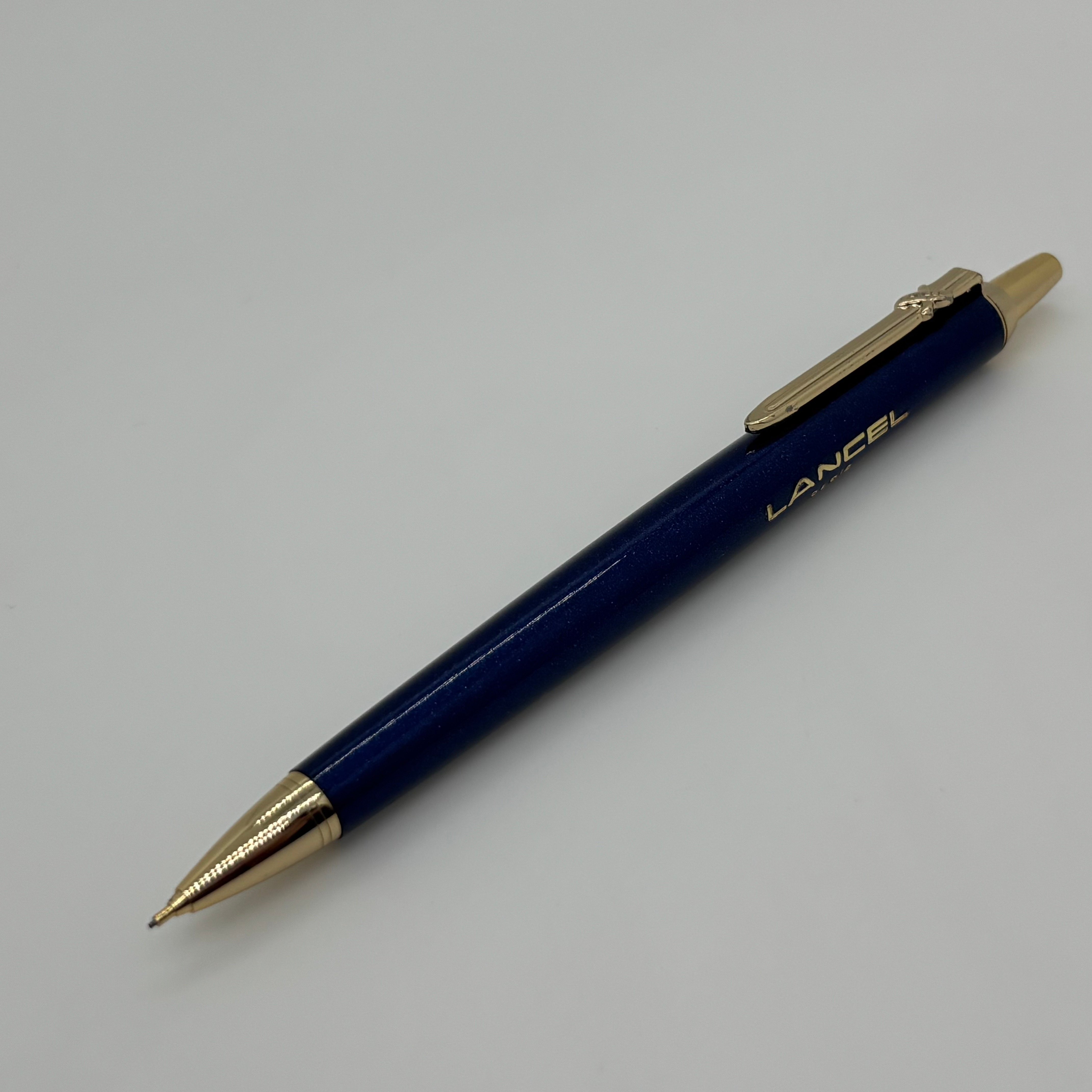 中古老款1990年代LANCEL兰姿轻便珠光蓝按压出芯自动铅笔0.5mm