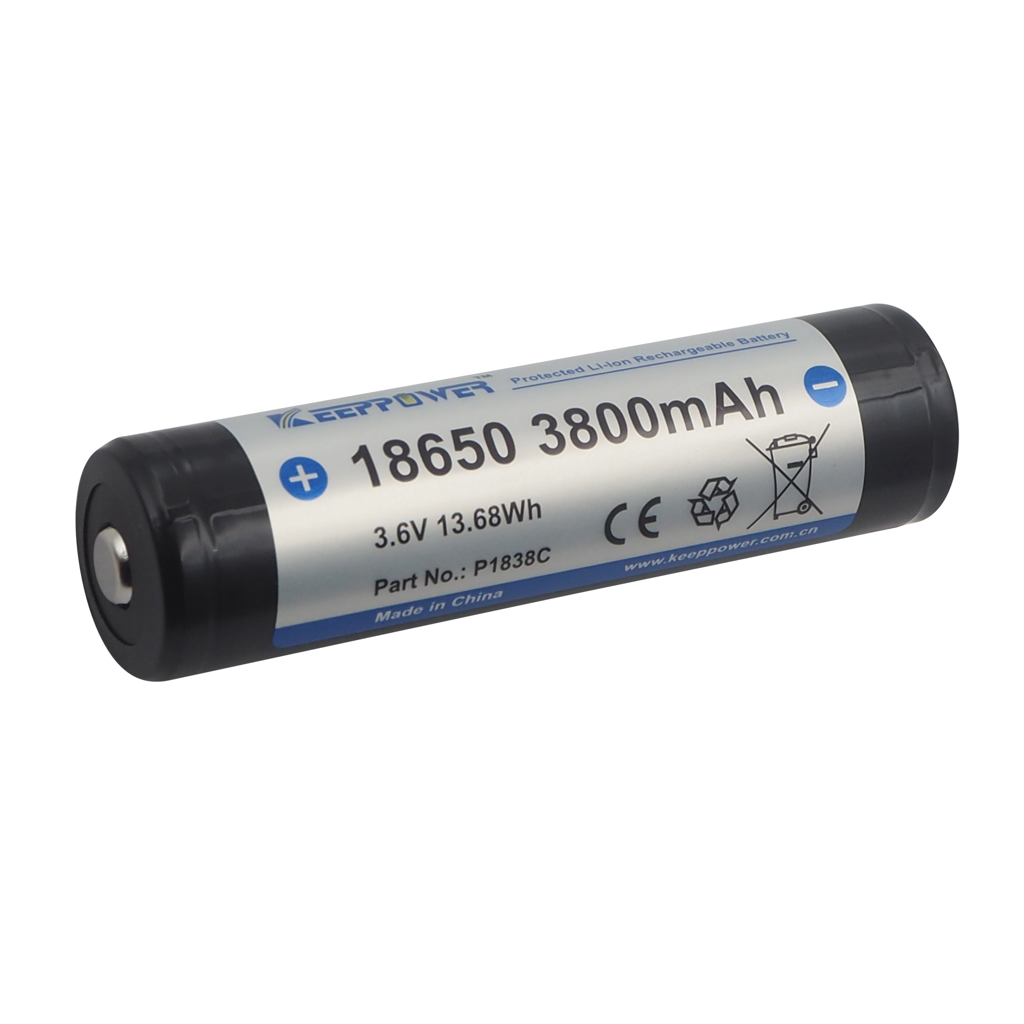新品上市！Keeppower 带保护板 18650  3800mAh 3.6V手电筒电池