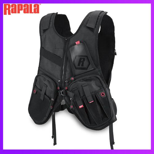 新款Rapala乐伯乐进口【钓鱼马甲】一体式背包 多功能钓鱼服正品