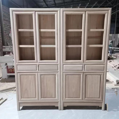 中式简约书柜组合北榆木实木书橱