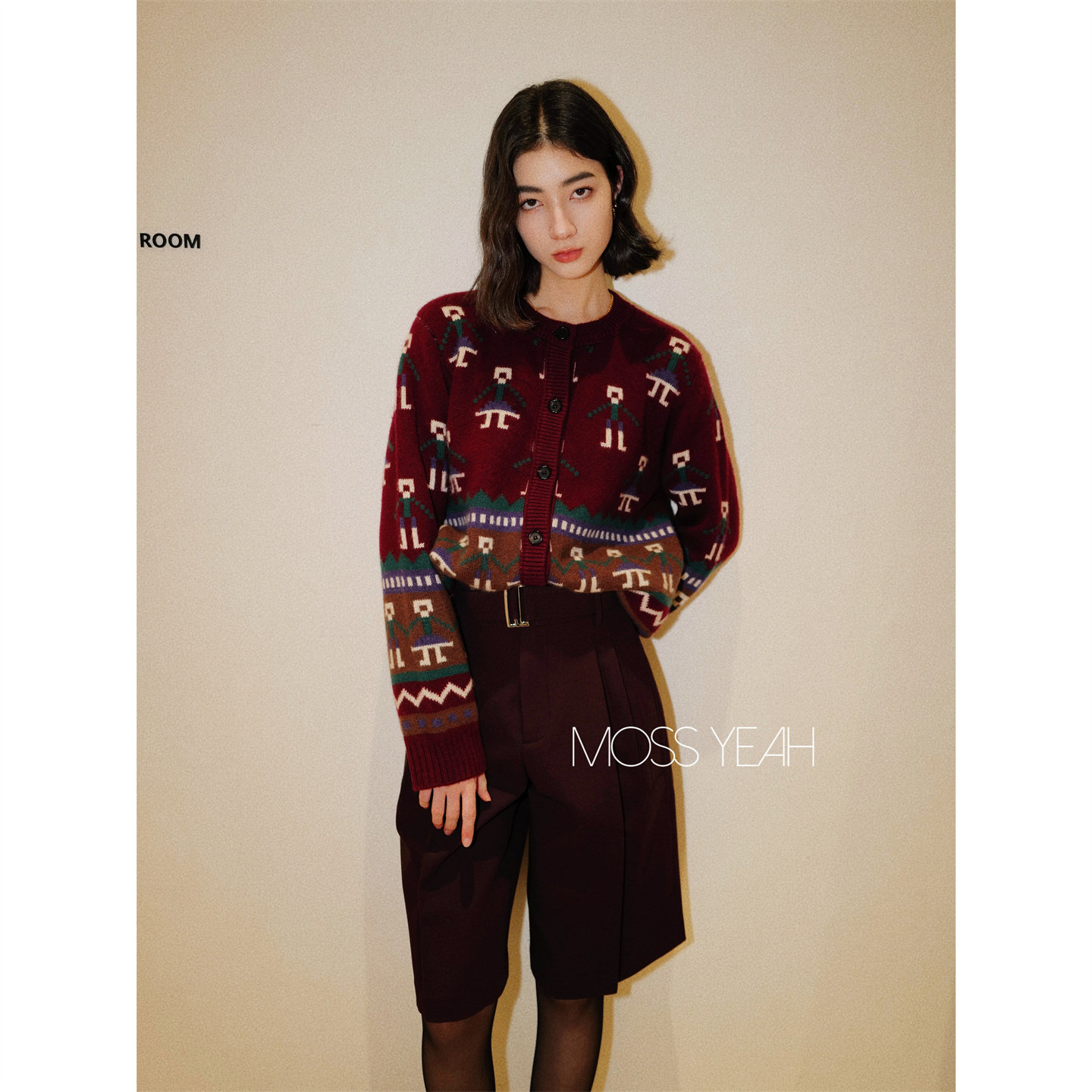 Moss烨 〓绒+〓复古紫红双面羊绒提花 撞色排扣羊毛衣开衫,女装/女士精品,毛衣,淘宝优惠券,粉丝福利购,淘宝优惠卷