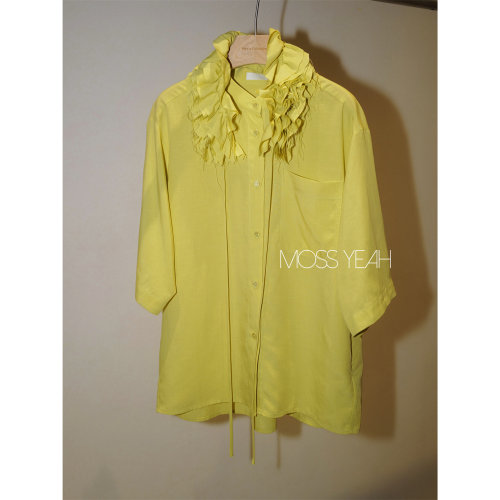 Moss烨〓设计师〓可拆多层木耳边领 莱赛尔亚麻短袖衬衫