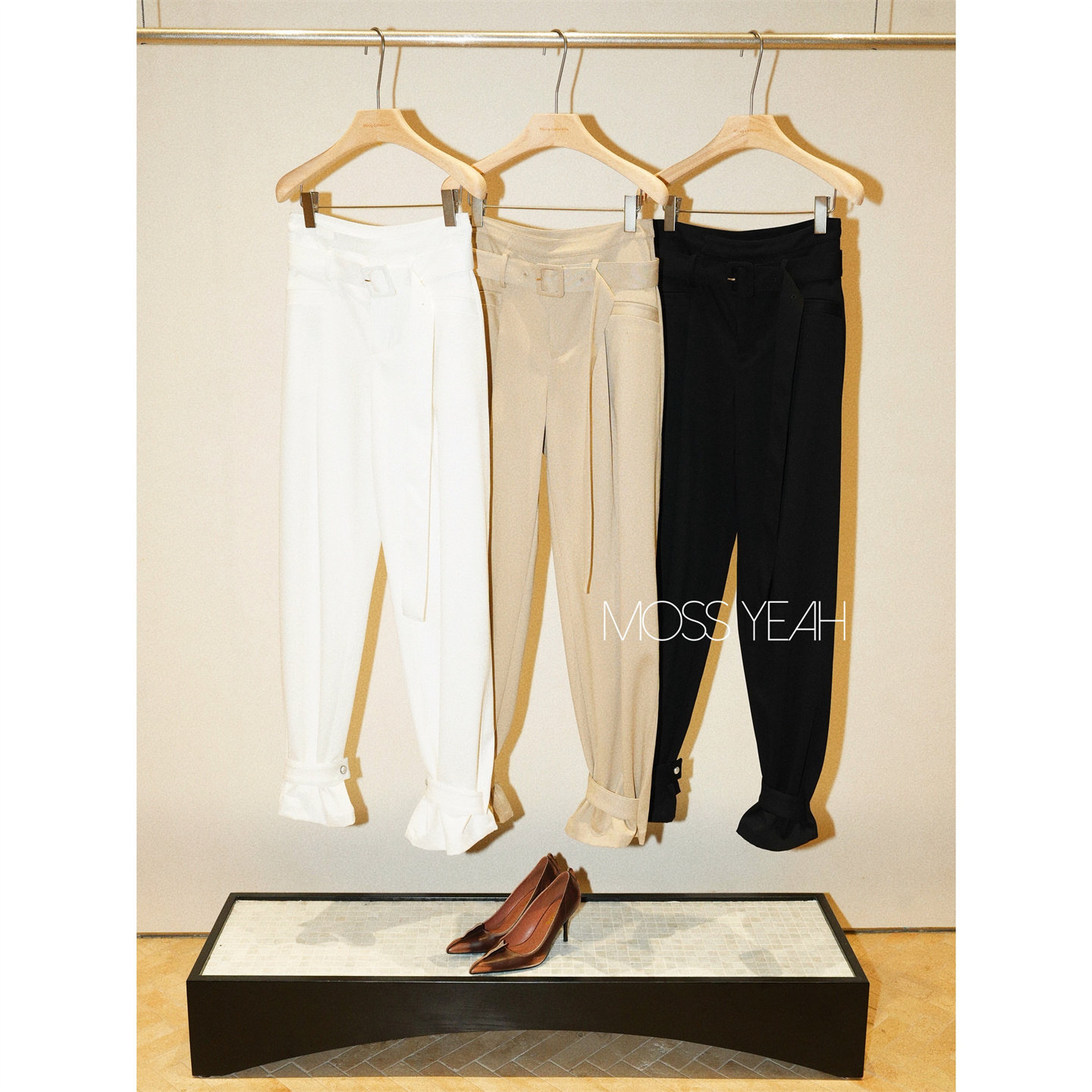 Moss烨 〓设计师〓下摆可收口两穿 三色系带直筒阔腿长裤c,女装/女士精品,休闲裤,淘宝优惠券,粉丝福利购,淘宝优惠卷