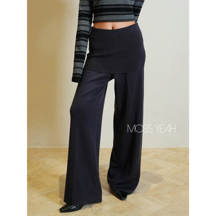 Moss烨〓设计师〓裙裤造型 羊毛混纺针织阔腿裤 两色