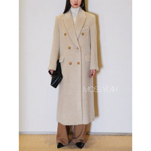 羊驼毛长款气质大衣外套