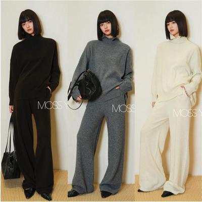 牦牛绒羊毛冬季开叉高领套装