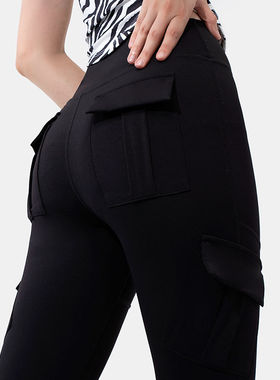 欧美工装喇叭裤高腰收腹提臀紧身休闲裤瑜伽长裤新款裸感阔腿裤