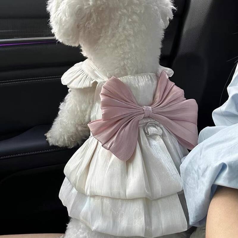 宠物衣服夏季薄款透气流光纱公主裙子泰迪比熊狗狗猫咪外出牵引