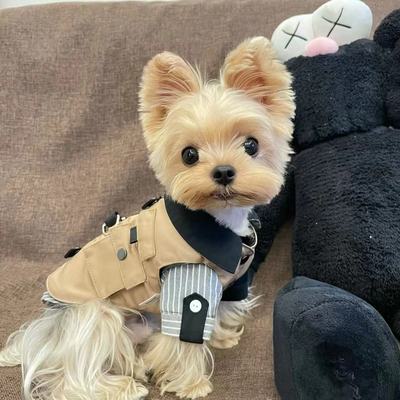 狗狗衣服春夏日系工装马甲背心宠物可牵引雪纳瑞比熊柴犬潮工外套