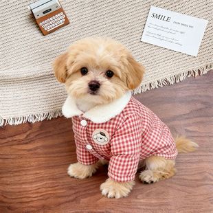 宠物狗衣服秋冬装厚款可爱泰迪两脚加厚棉衣小型两脚犬泰迪比熊