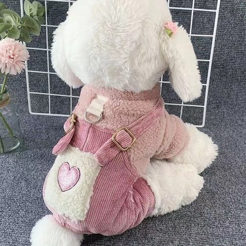 狗狗衣服宠物猫咪冬季加厚保暖棉衣四脚可爱牵引泰迪博美比熊小狗