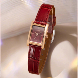 情人节礼物正品英国OliviaBurton简约百搭商务气质酒红通勤方女表