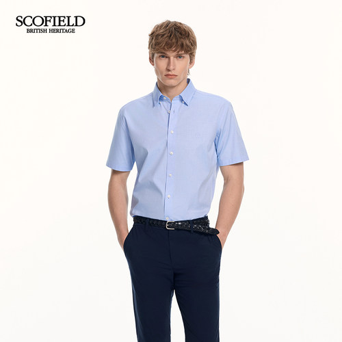 SCOFIELD男装26年新品通勤商务风职场100%棉约会翻领夏季短袖衬衫