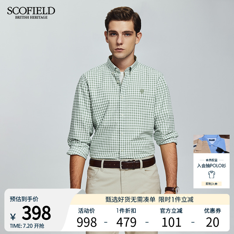 SCOFIELD男装24年秋季新款休闲长袖时尚商务复古格子简约衬衫男士
