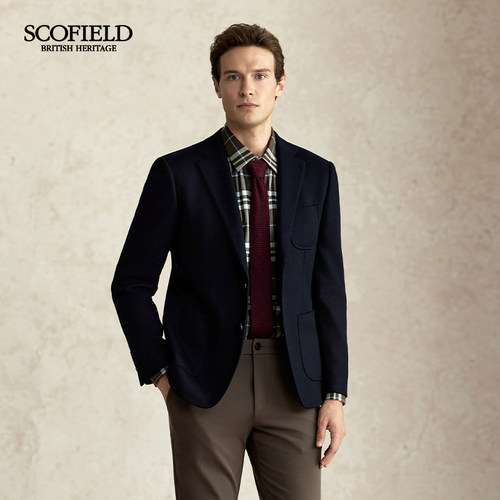SCOFIELD男装春秋新品羊毛混纺针织品质时尚休闲修身西装外套男