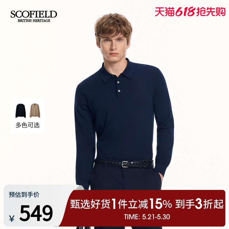 SCOFIELD男装26年早春新品商务针织polo领舒适长袖针织套头毛衣