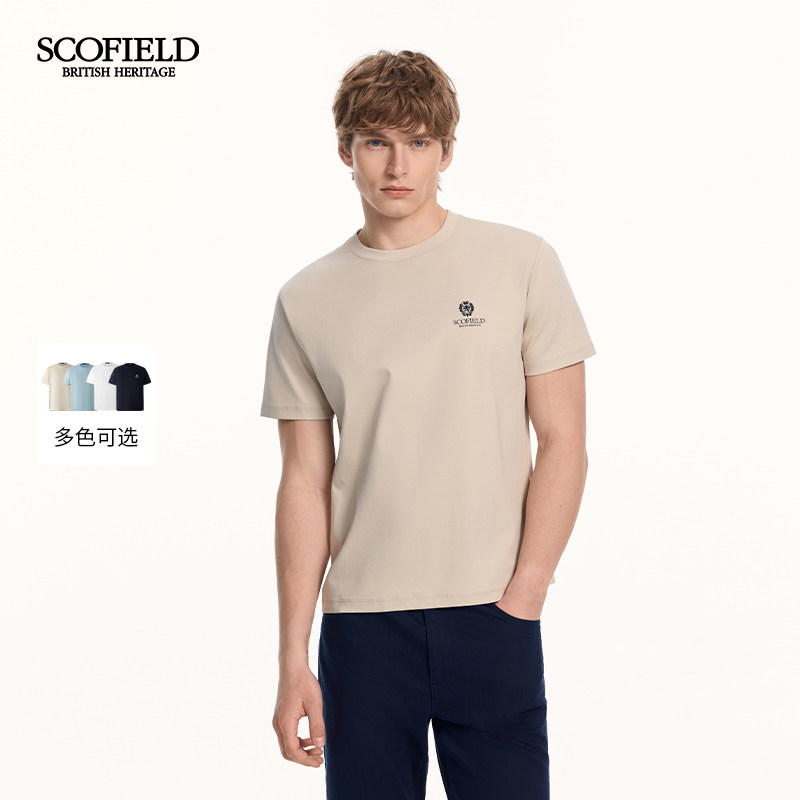 SCOFIELID男装26年夏季新品100%棉柔软透气宽松短袖圆领T恤男图片