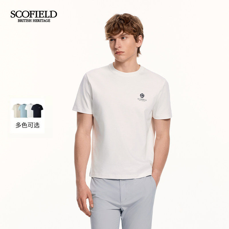 【100%棉】SCOFIELD男装26年夏季新品时尚通勤宽松短袖圆领T恤男